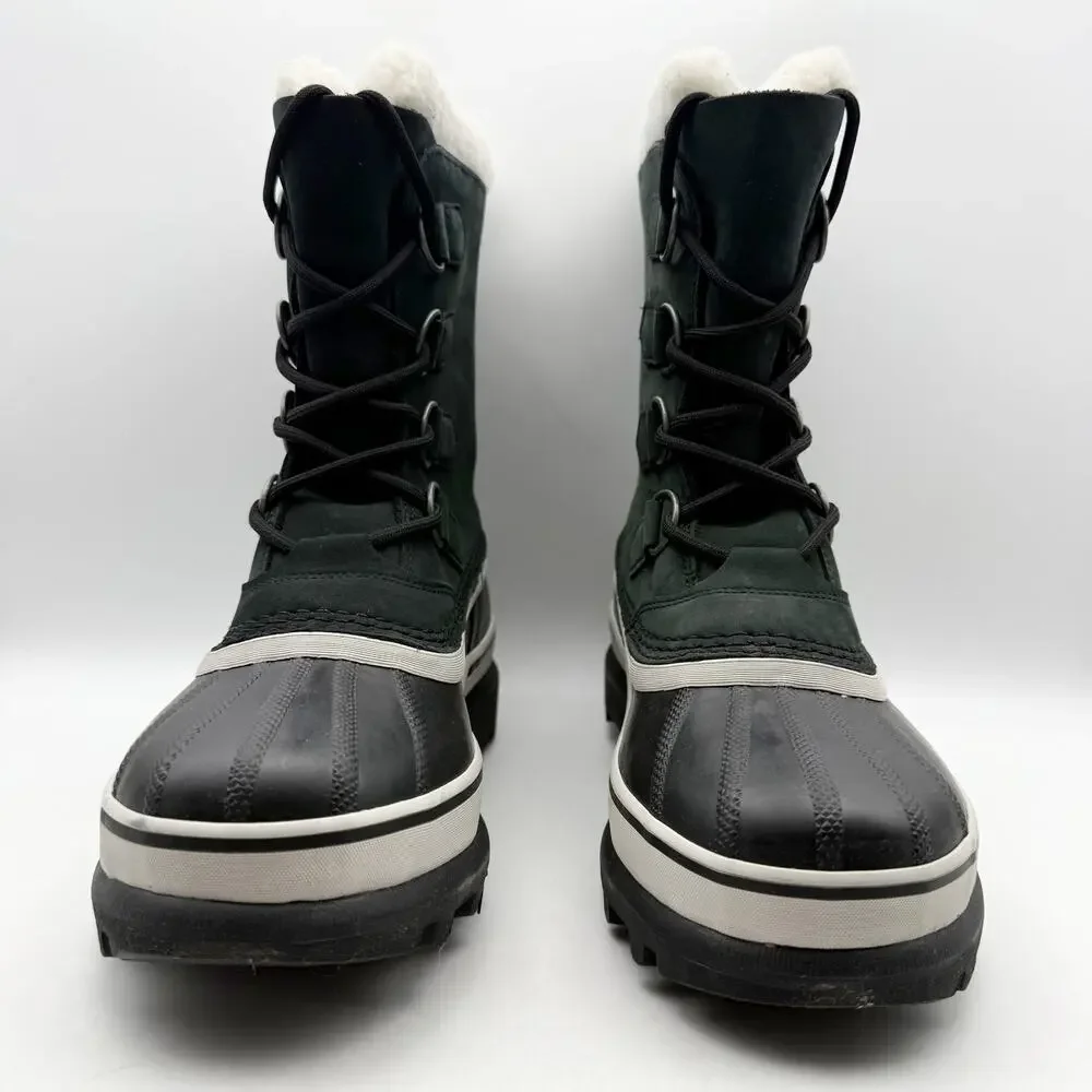 SOREL Womens Caribou Boots US 7.5 Black Stone Leather Insulated Waterproof NWOB